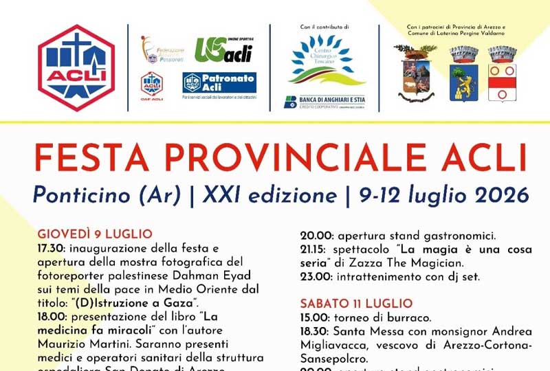 10 LUGLIO “Collaborare per crescere e per servire le comunità”. LA PRESENZA DELLA FAP ACLI ALLA FESTA PROVINCIALE ACLI DI AREZZO
